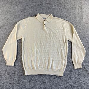 Vintage Cypress Links Sweater Mens 42 Angora Blend Polo Collar Golf Ivory‎ NEW
